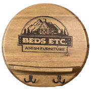 Whiskey Barrel Lid Engraved With Shelf - Image 2
