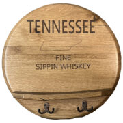 Whiskey Barrel Lid Engraved With Shelf
