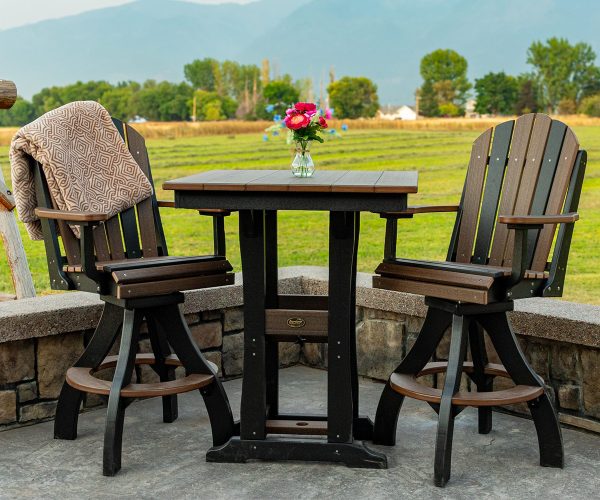 Square Bar Height Dining Table with Swivel Chair