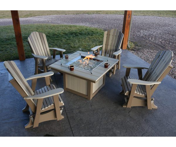 Square Fire Pit with Glass Wind Guard