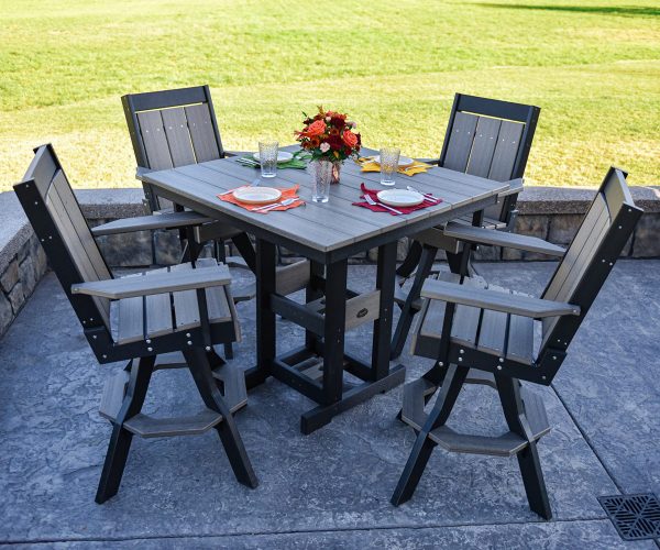 Square Bar Height Dining Table Set with Swivel Chair
